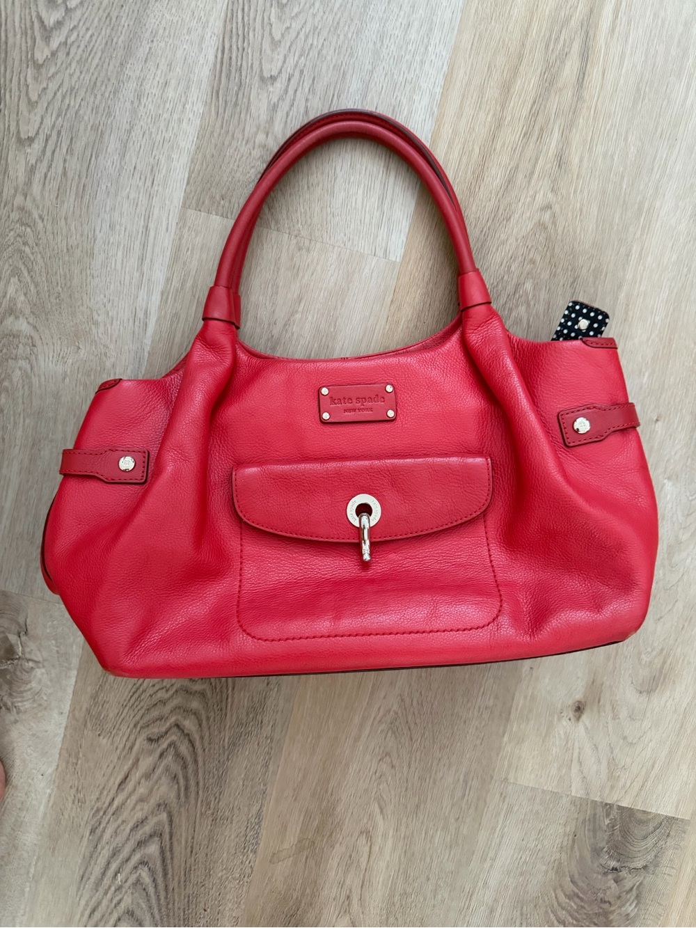 kate spade Red Leather Shoulder Bag with Front Pocket & Turn-Lock